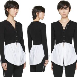 Like new alexander wang Black & White Wool Bilayer Cardigan $450 S